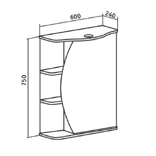 Зеркальный шкаф Runo правый Линда 60 (00000001082)